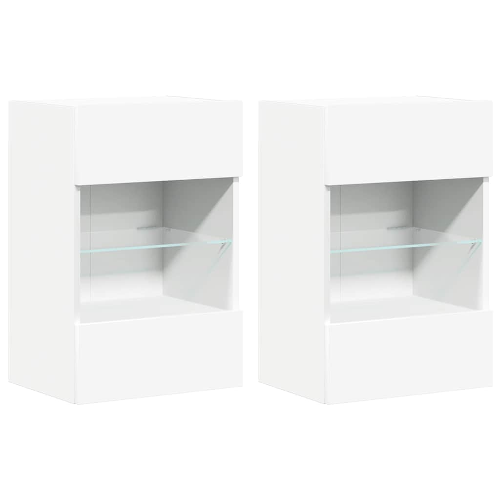 Meubles muraux avec lumières LED pour TV 2 pcs blanc 40x30x60,5 cm - XIOS