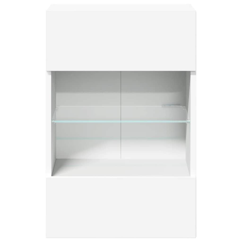 Meubles muraux avec lumières LED pour TV 2 pcs blanc 40x30x60,5 cm - XIOS