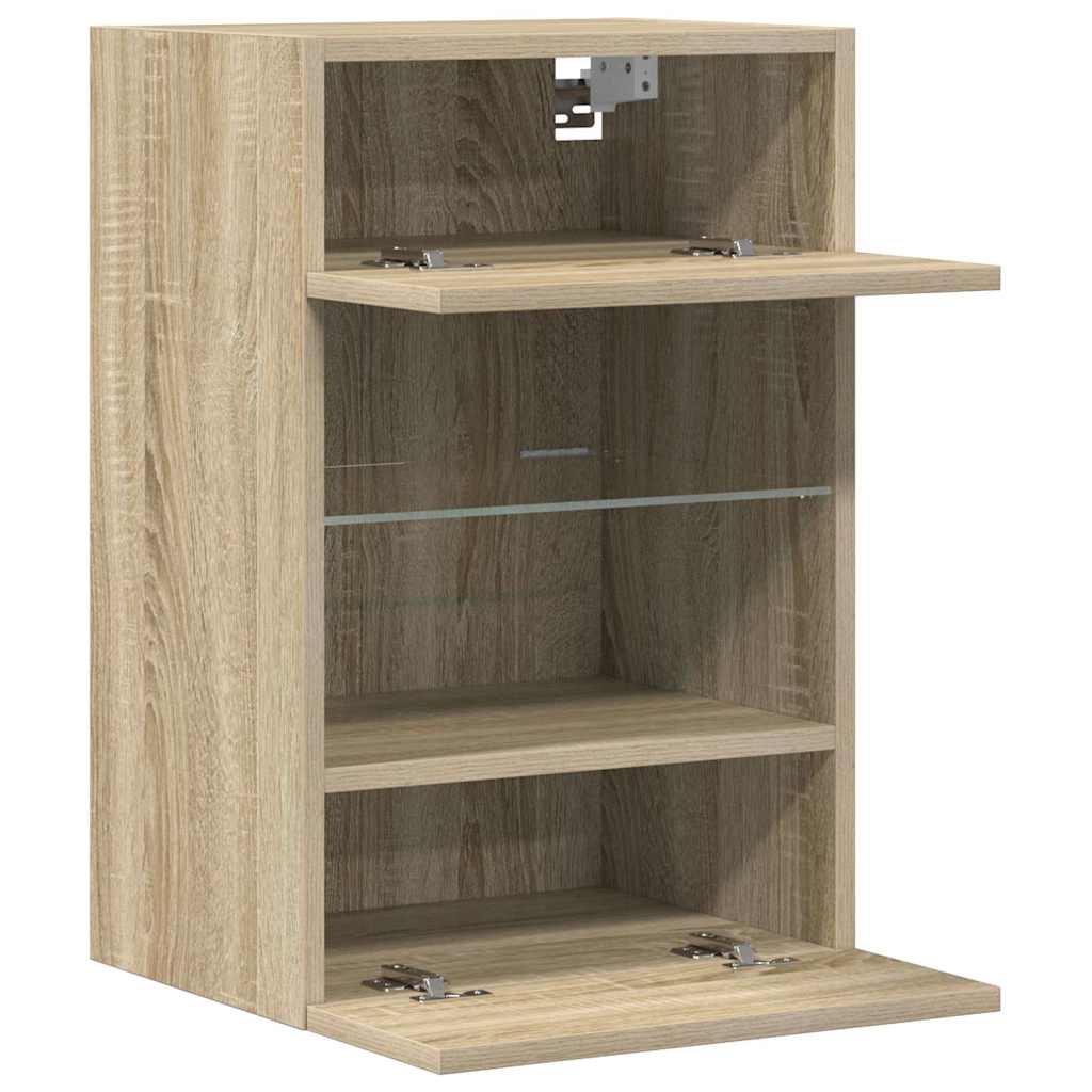 Meubles muraux avec lumières LED pour TV 2 pcs chêne sonoma 40x30x60,5 cm - XIOS