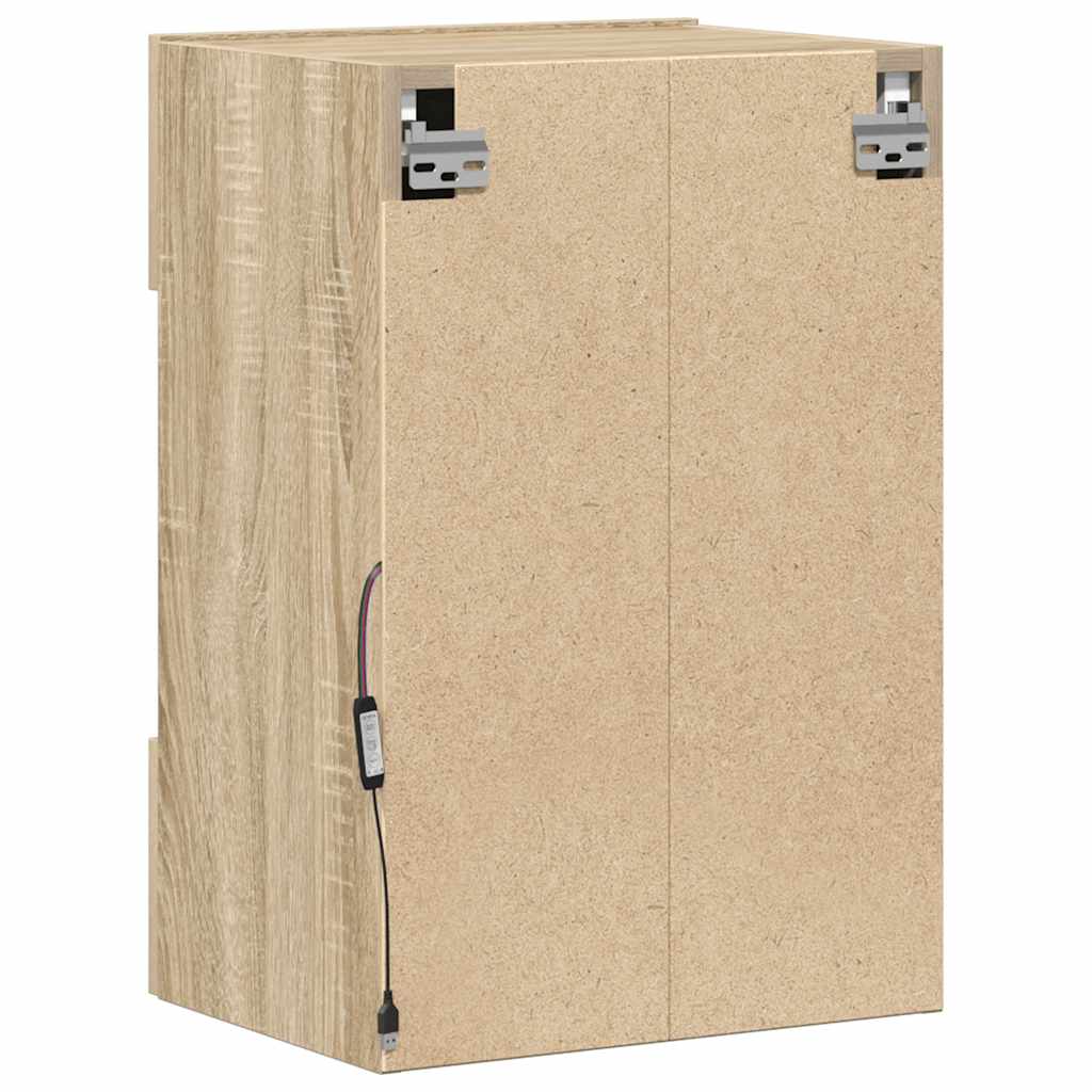 Meubles muraux avec lumières LED pour TV 2 pcs chêne sonoma 40x30x60,5 cm - XIOS