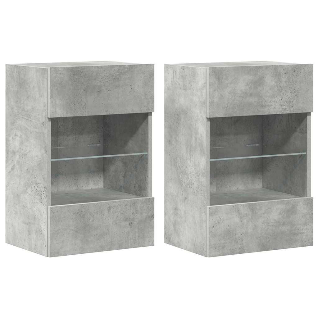 Meubles muraux avec lumières LED pour TV 2pcs gris béton 40x30x60,5 cm - XIOS