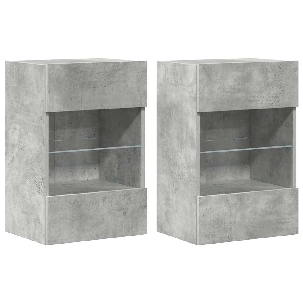 Meubles muraux avec lumières LED pour TV 2pcs gris béton 40x30x60,5 cm - XIOS
