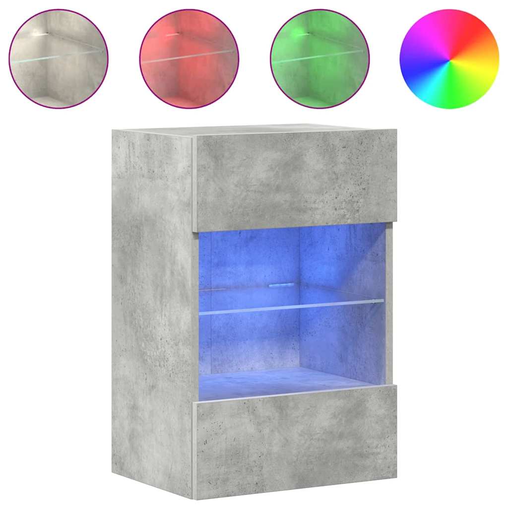 Meubles muraux avec lumières LED pour TV 2pcs gris béton 40x30x60,5 cm - XIOS
