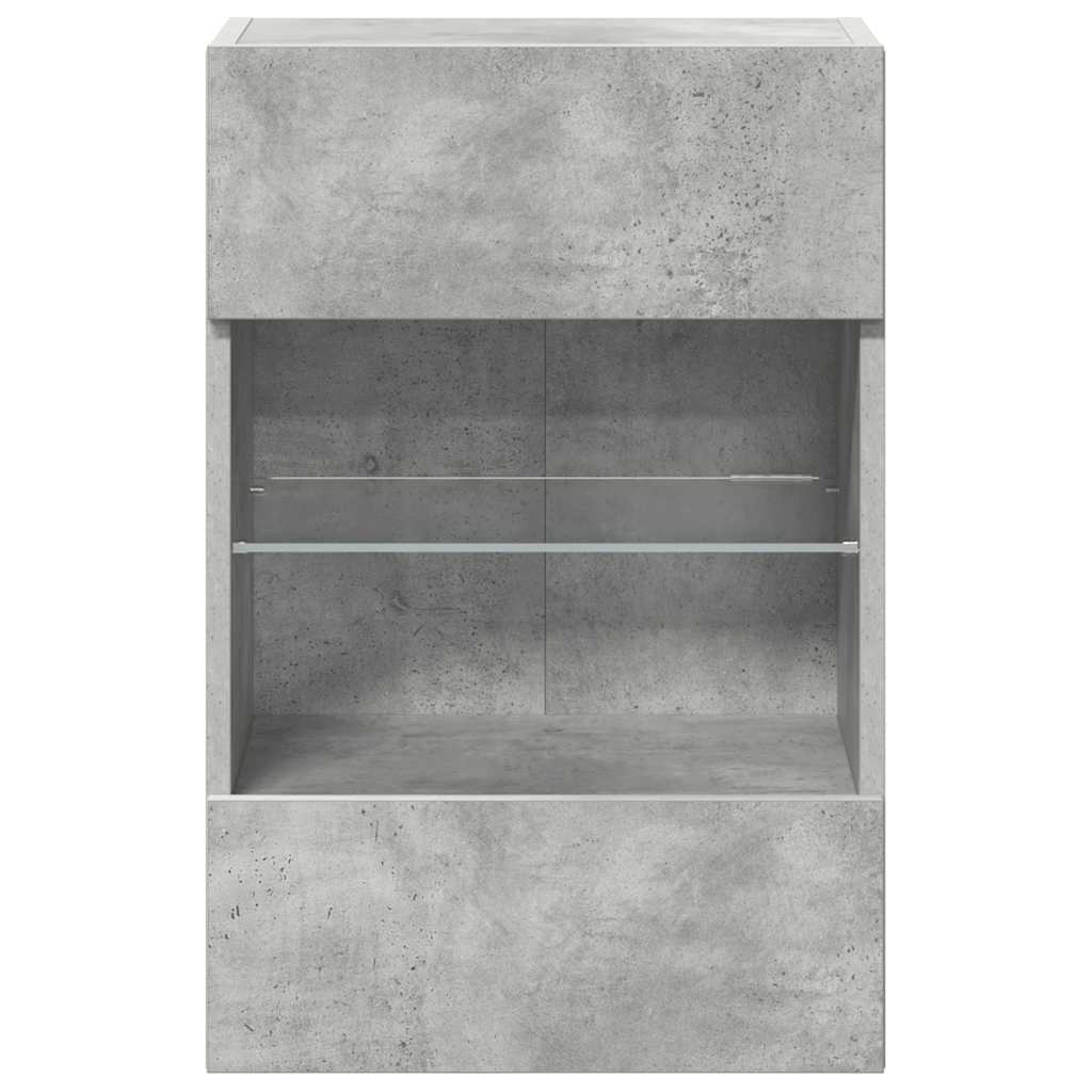 Meubles muraux avec lumières LED pour TV 2pcs gris béton 40x30x60,5 cm - XIOS