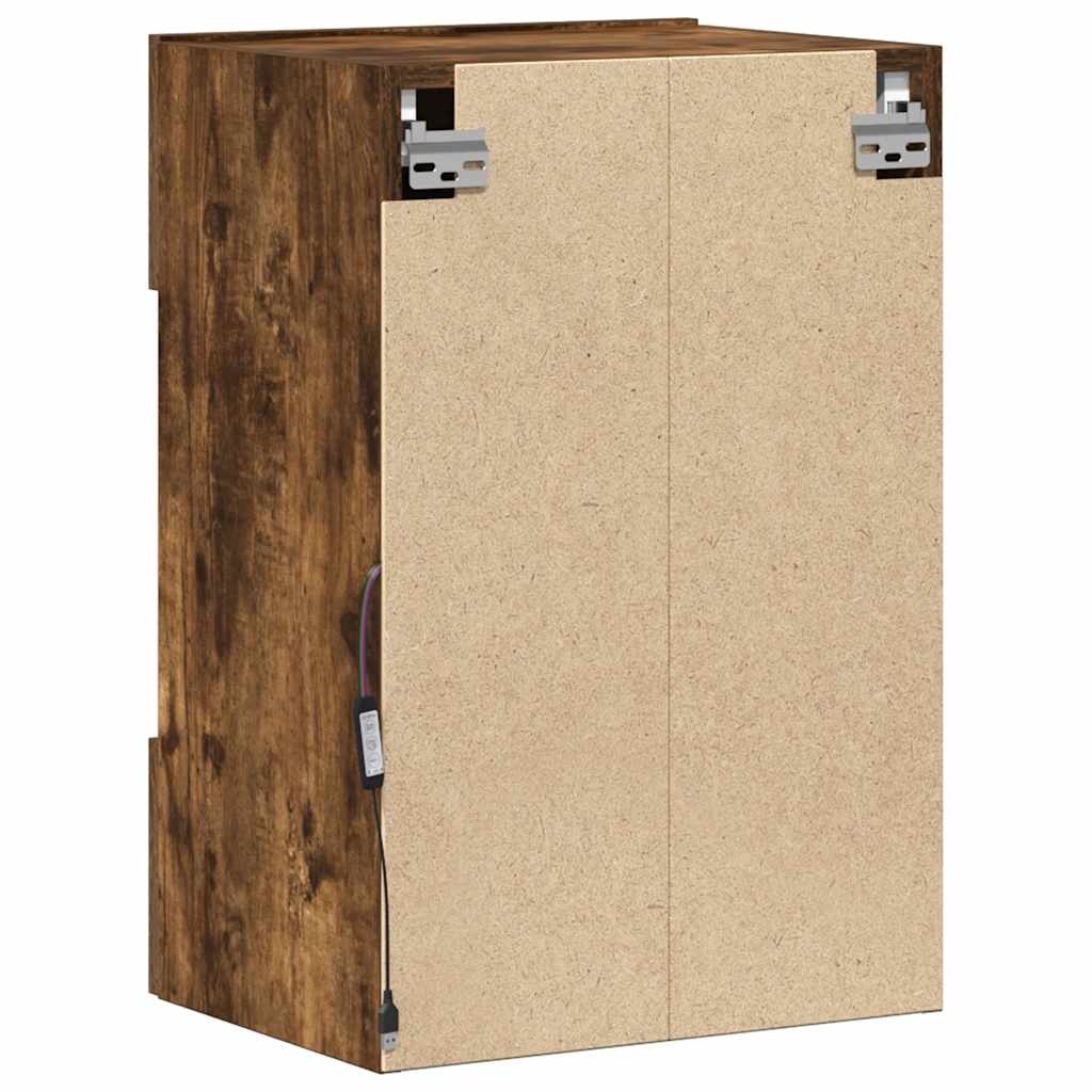 Meubles muraux avec lumières LED pour TV 2pcs chêne fumé 40x30x60,5 cm - XIOS