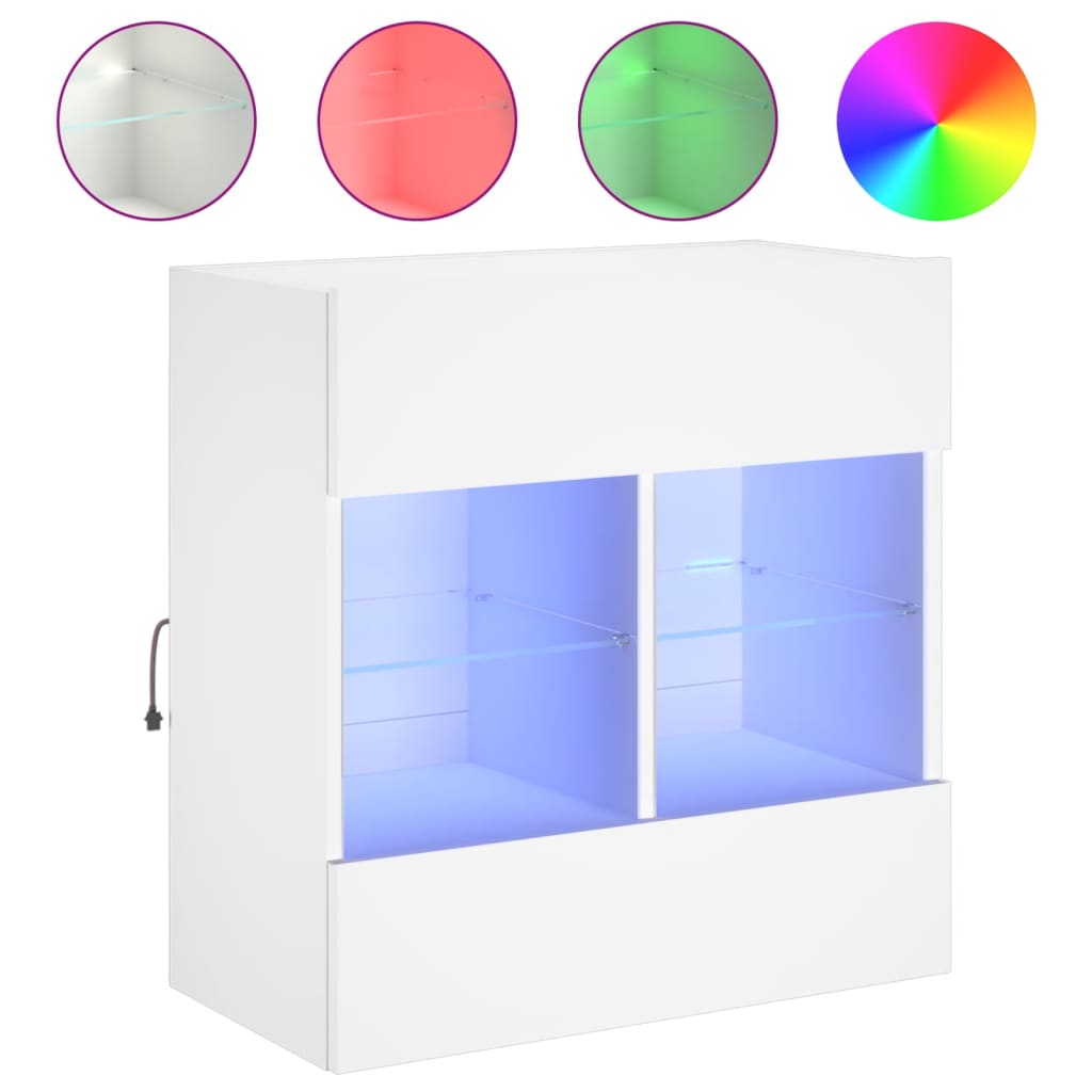 Meuble TV mural avec lumières LED blanc 58,5x30x60,5 cm - XIOS