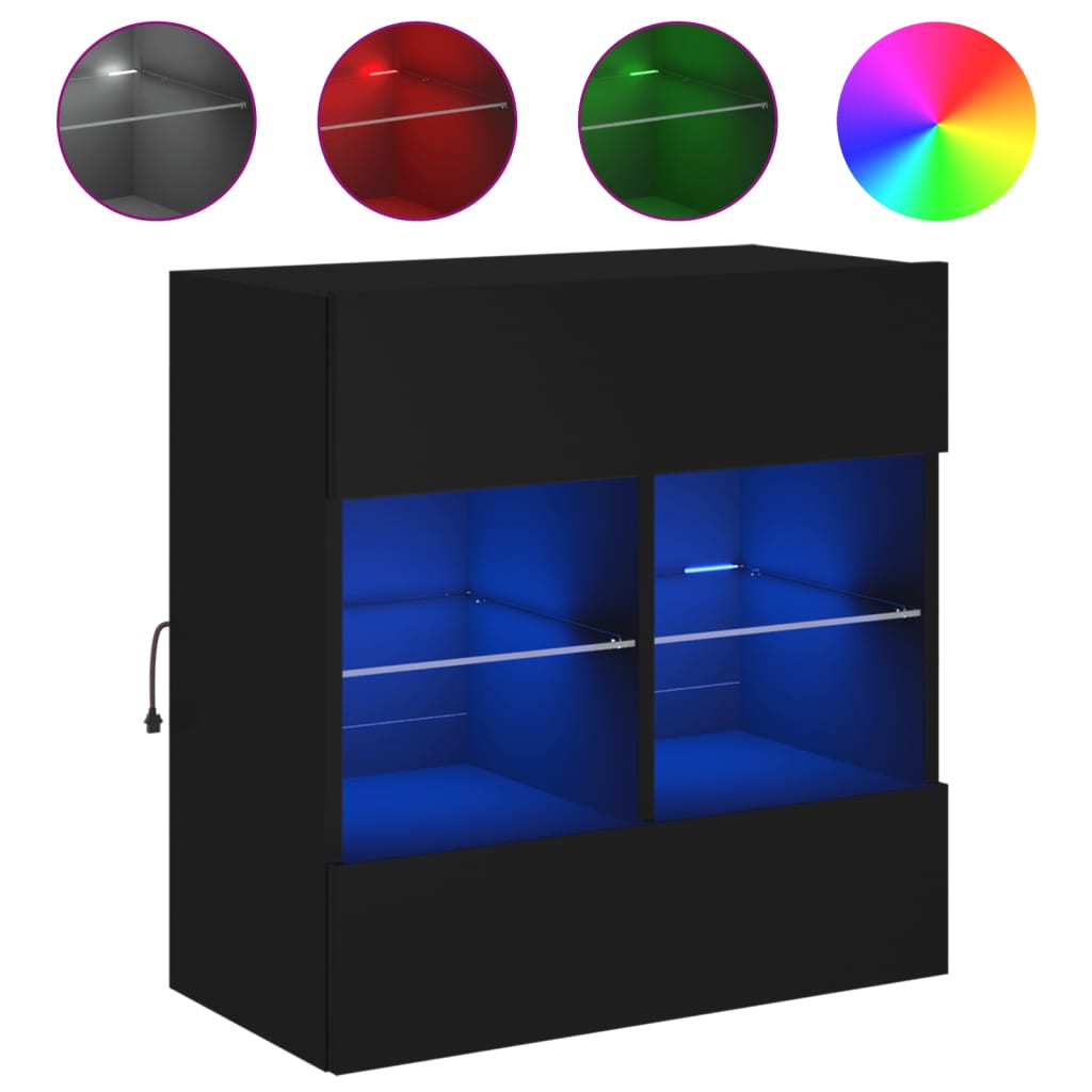 Meuble TV mural avec lumières LED noir 58,5x30x60,5 cm - XIOS