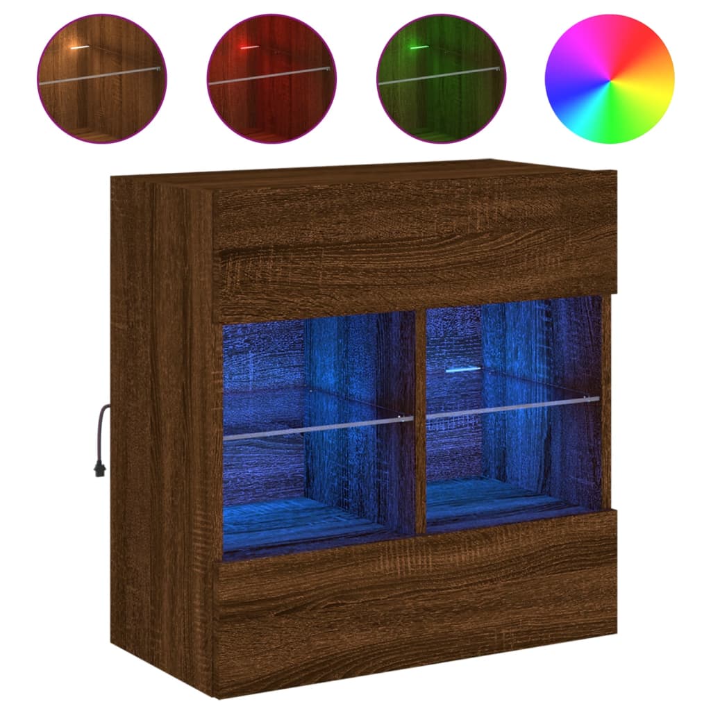 Meuble TV mural avec lumières LED chêne marron 58,5x30x60,5 cm - XIOS