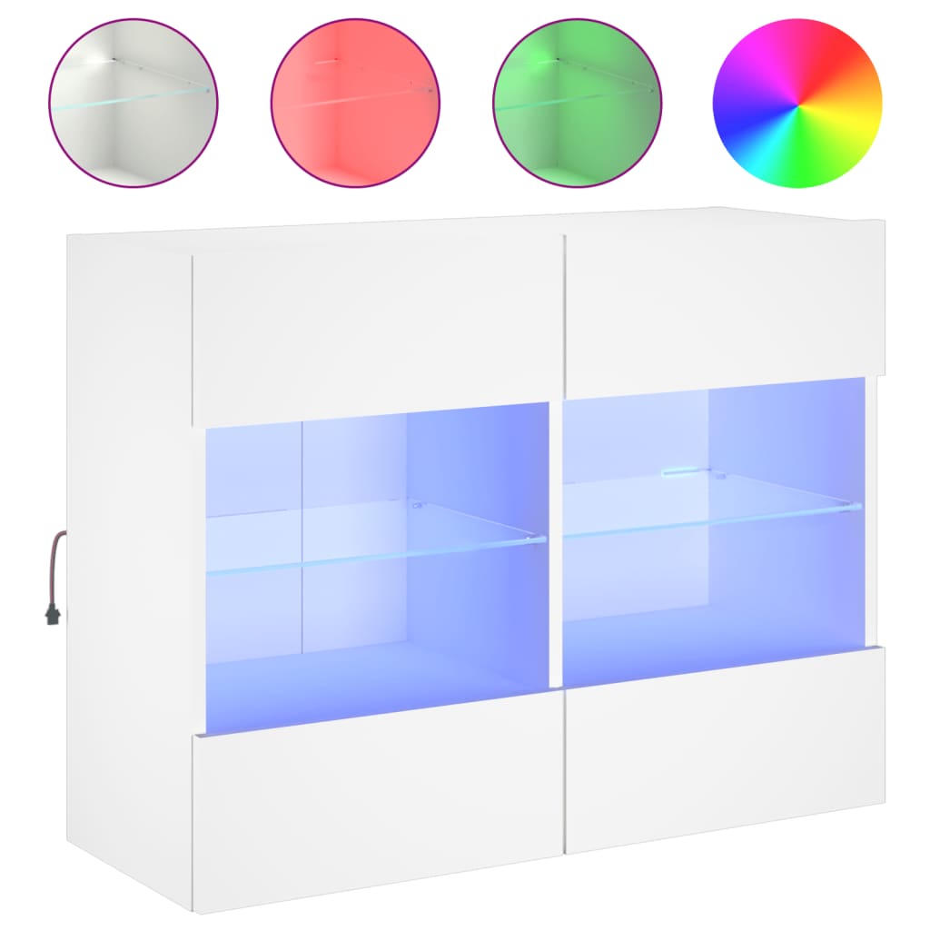 Meuble TV mural avec lumières LED blanc 78,5x30x60,5 cm - XIOS
