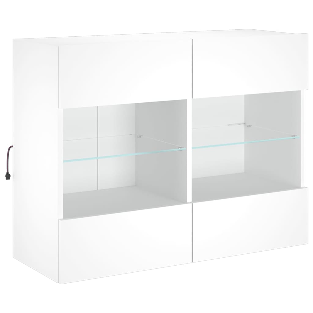 Meuble TV mural avec lumières LED blanc 78,5x30x60,5 cm - XIOS