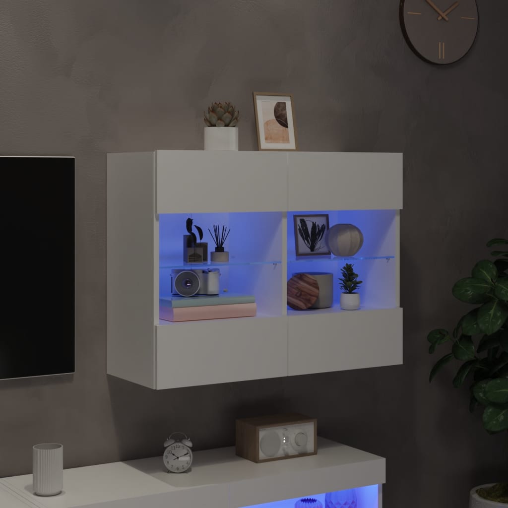 Meuble TV mural avec lumières LED blanc 78,5x30x60,5 cm - XIOS
