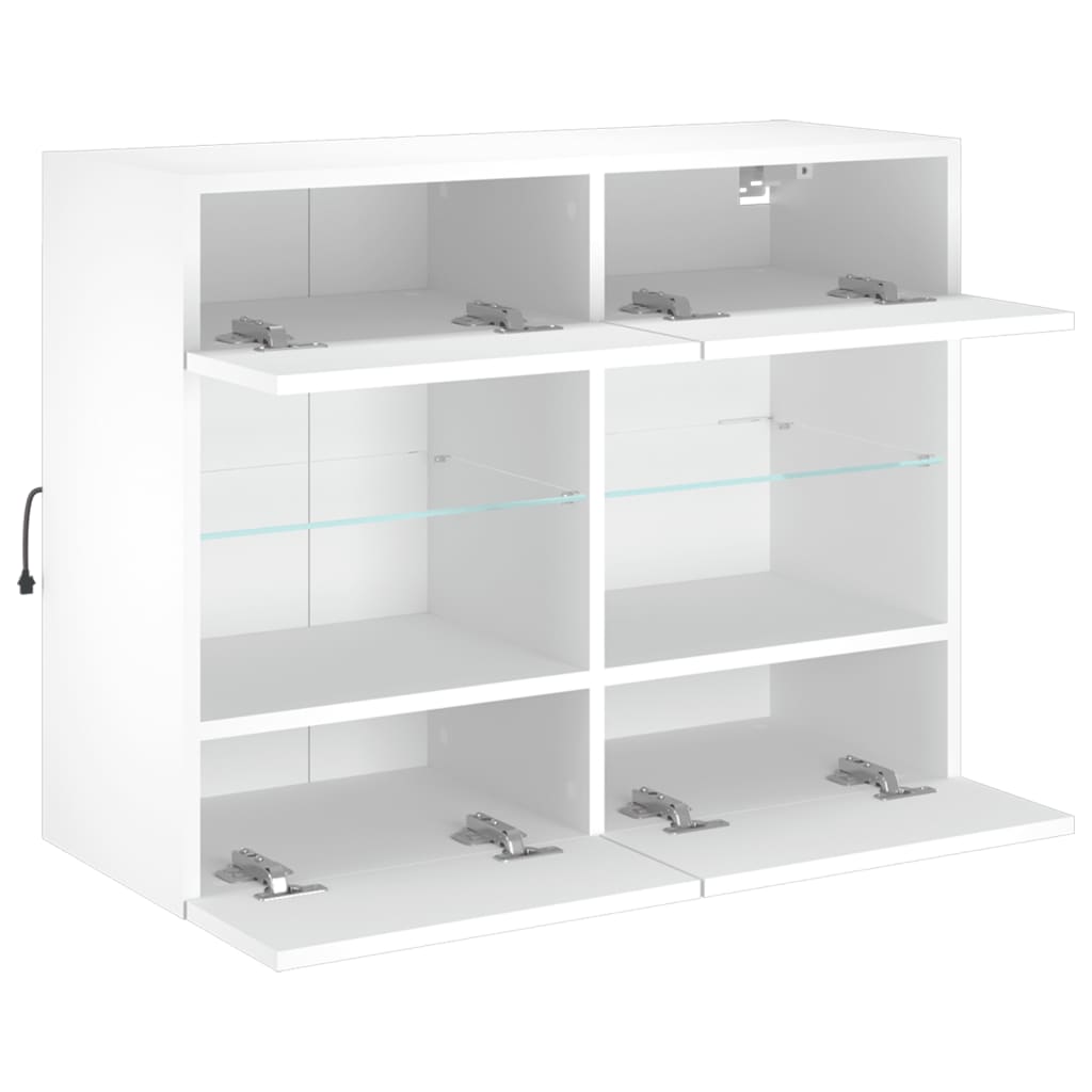 Meuble TV mural avec lumières LED blanc 78,5x30x60,5 cm - XIOS