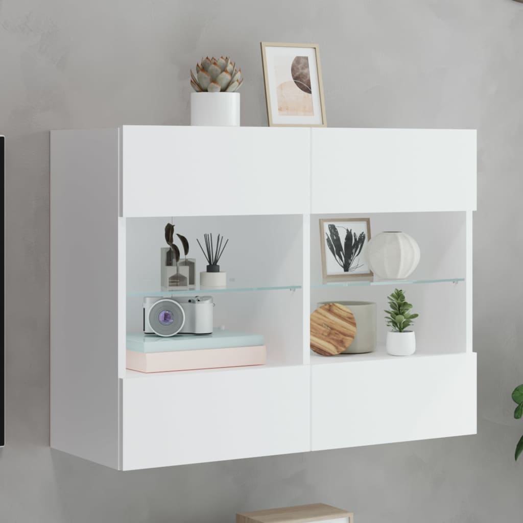 Meuble TV mural avec lumières LED blanc 78,5x30x60,5 cm - XIOS
