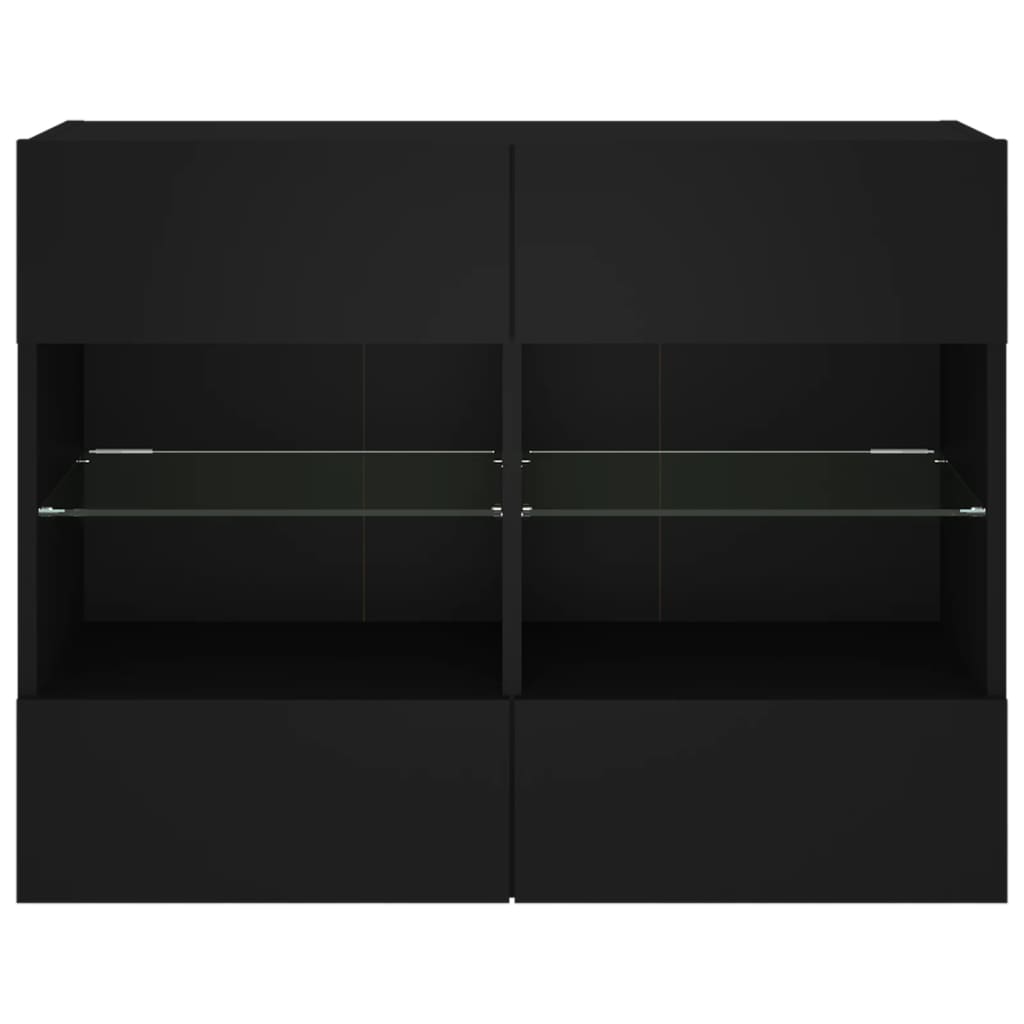 Meuble TV mural avec lumières LED noir 78,5x30x60,5 cm - XIOS