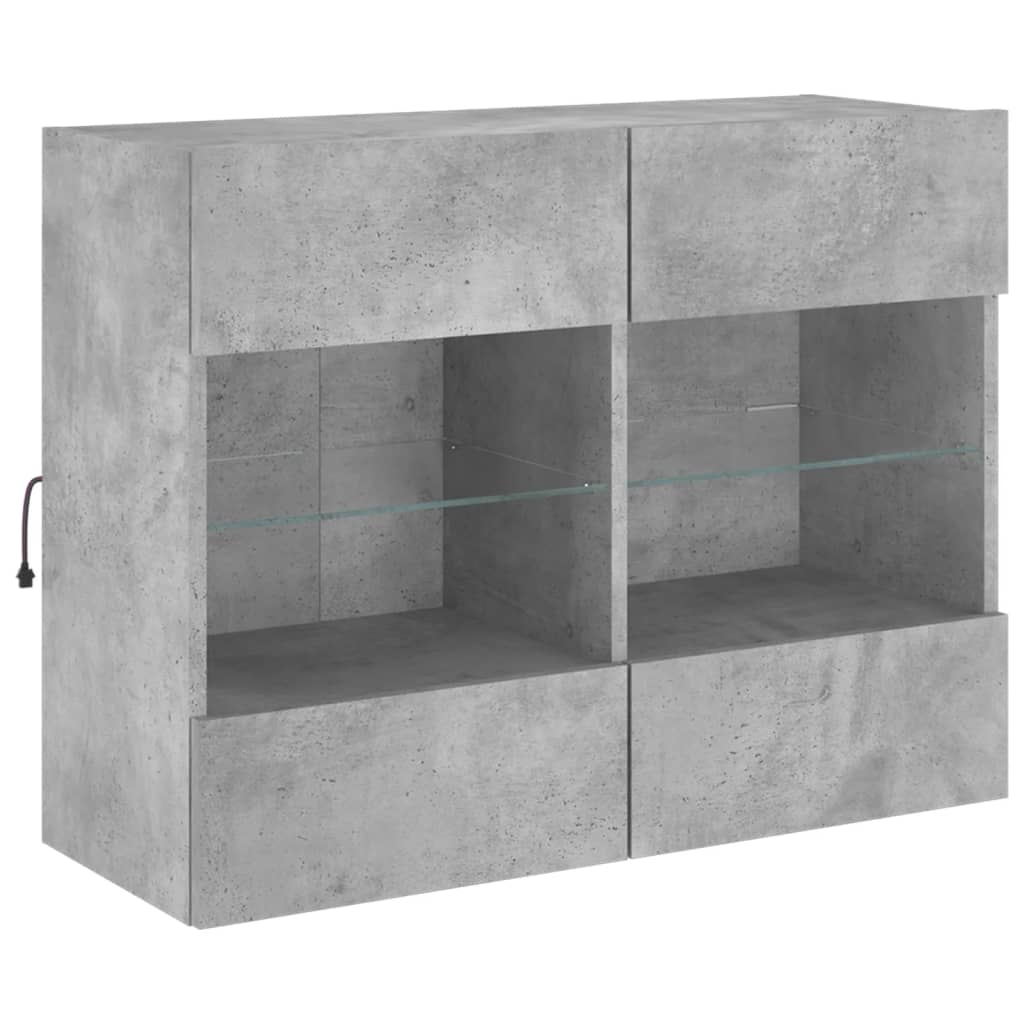 Meuble TV mural avec lumières LED gris béton 78,5x30x60,5 cm - XIOS