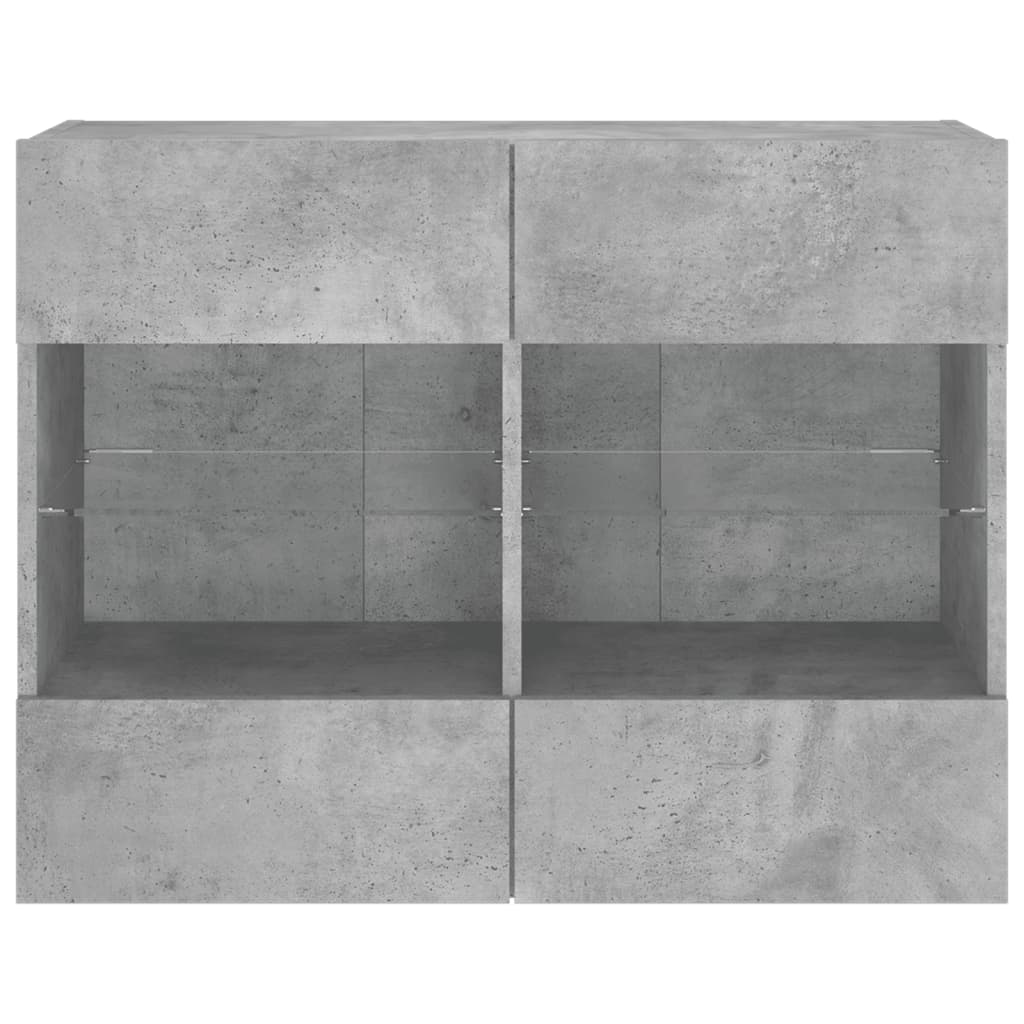 Meuble TV mural avec lumières LED gris béton 78,5x30x60,5 cm - XIOS