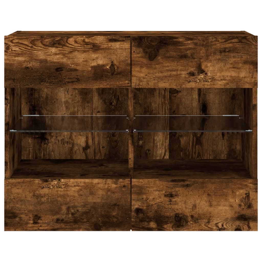 Meuble TV mural avec lumières LED chêne fumé 78,5x30x60,5 cm - XIOS
