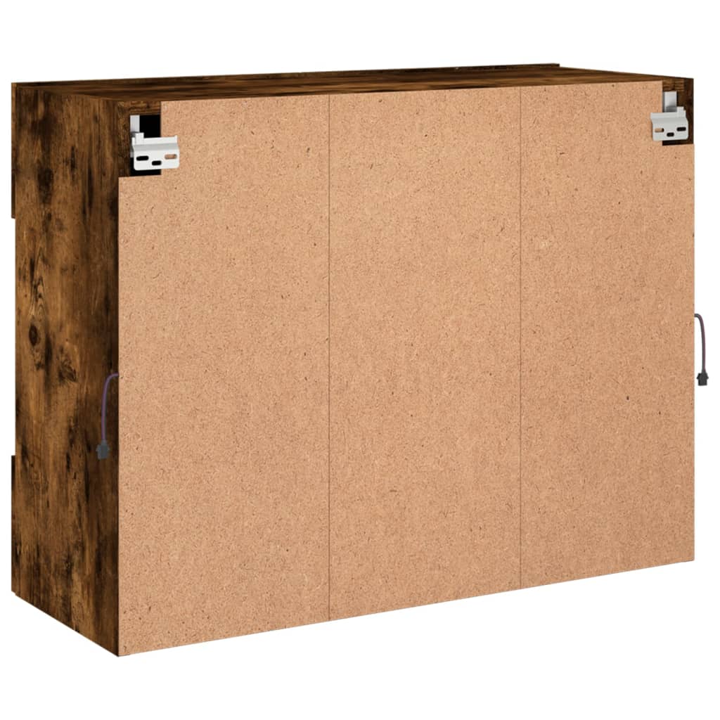 Meuble TV mural avec lumières LED chêne fumé 78,5x30x60,5 cm - XIOS