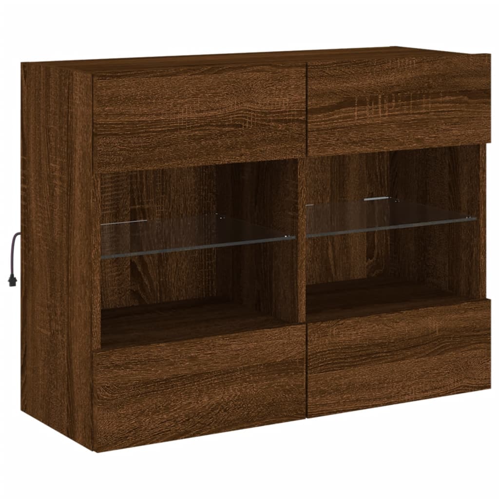 Meuble TV mural avec lumières LED chêne marron 78,5x30x60,5 cm - XIOS