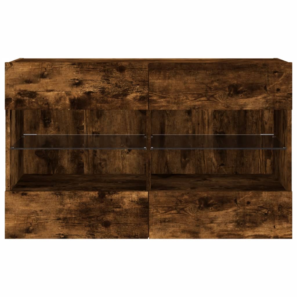 Meuble TV mural avec lumières LED chêne fumé 98,5x30x60,5 cm - XIOS