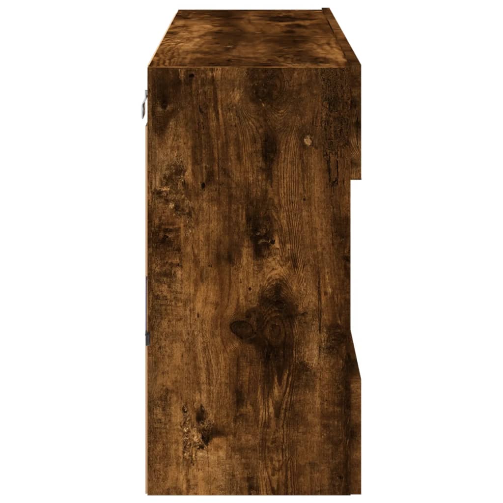 Meuble TV mural avec lumières LED chêne fumé 98,5x30x60,5 cm - XIOS