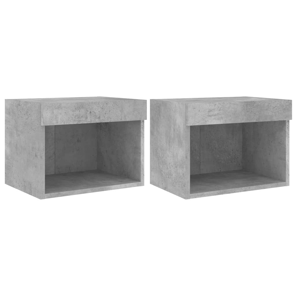 Tables de chevet murales avec lumières LED 2 pcs gris béton - XIOS