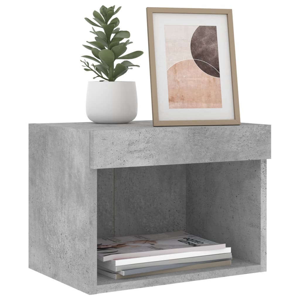 Tables de chevet murales avec lumières LED 2 pcs gris béton - XIOS