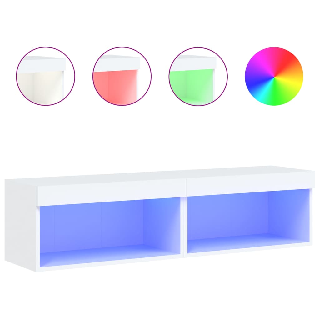 Meubles TV avec lumières LED 2 pcs blanc 60x30x30 cm - XIOS