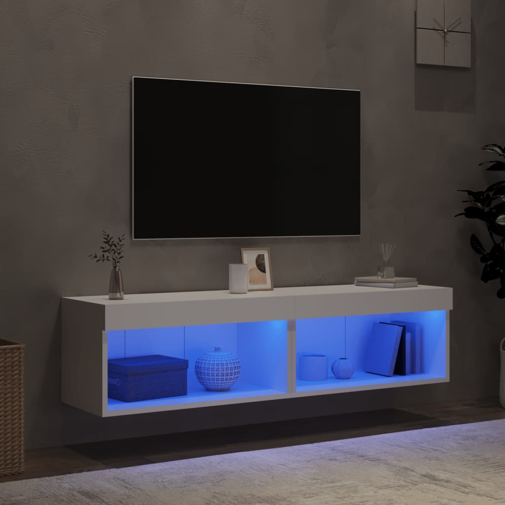 Meubles TV avec lumières LED 2 pcs blanc 60x30x30 cm - XIOS