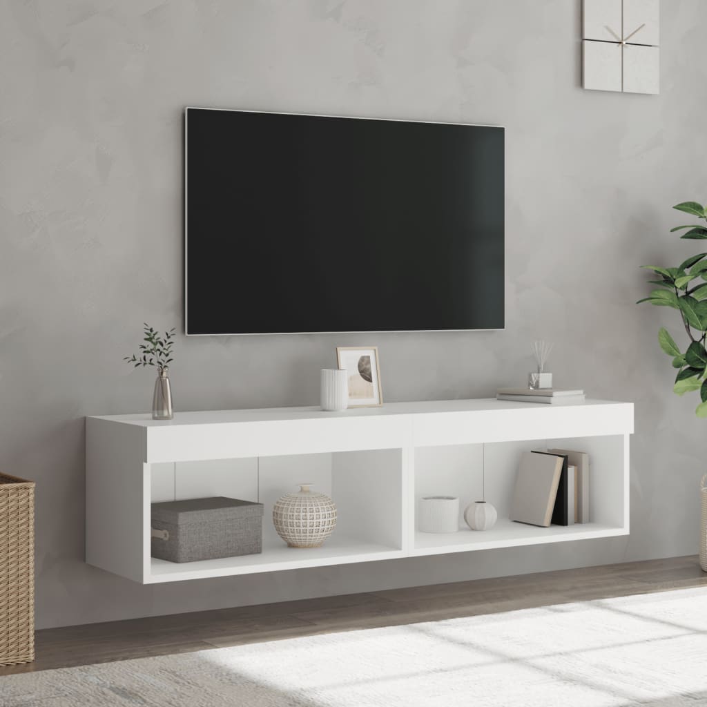 Meubles TV avec lumières LED 2 pcs blanc 60x30x30 cm - XIOS