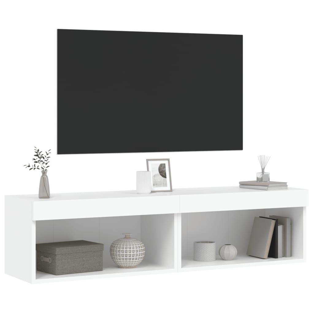 Meubles TV avec lumières LED 2 pcs blanc 60x30x30 cm - XIOS