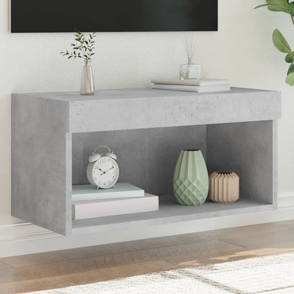 Meuble TV avec lumières LED gris béton 60x30x30 cm - XIOS