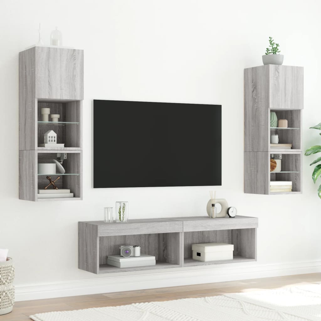 Meubles TV avec lumières LED 2 pcs sonoma gris 60x30x30 cm - XIOS