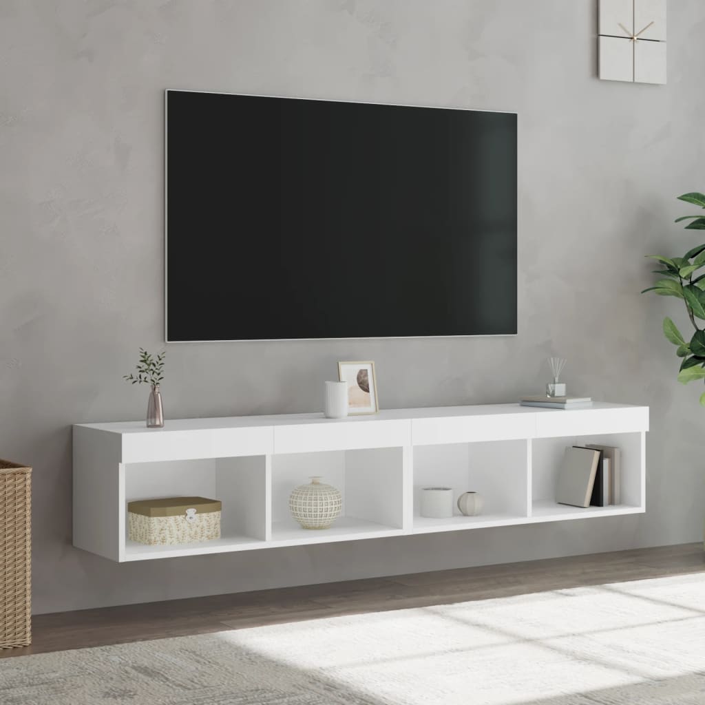 Meubles TV avec lumières LED 2 pcs blanc 80x30x30 cm - XIOS
