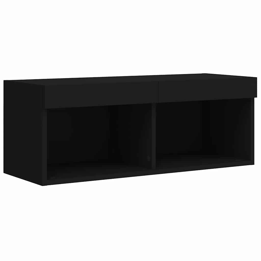 Meuble TV avec lumières LED noir 80x30x30 cm - XIOS