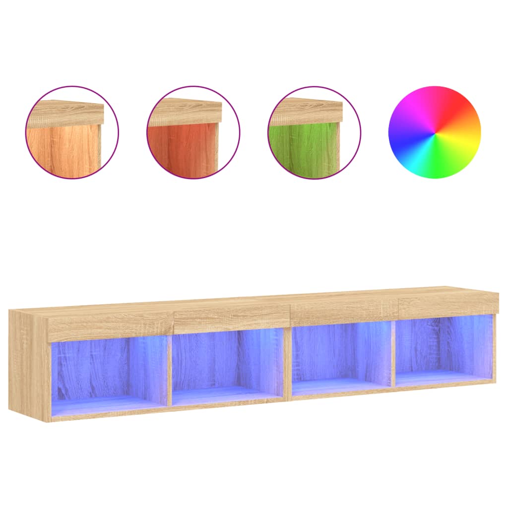 Meubles TV avec lumières LED 2 pcs chêne sonoma 80x30x30 cm - XIOS