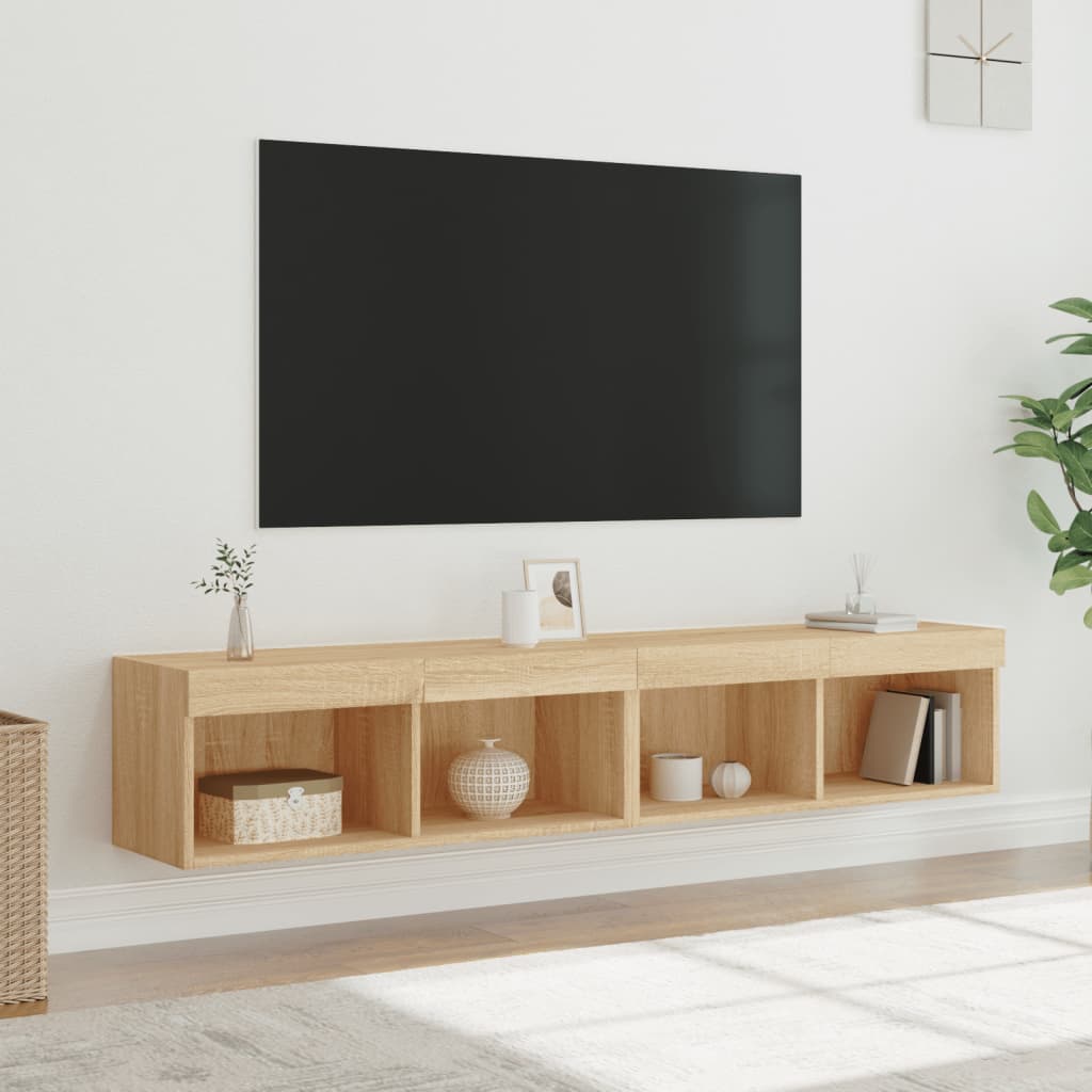 Meubles TV avec lumières LED 2 pcs chêne sonoma 80x30x30 cm - XIOS