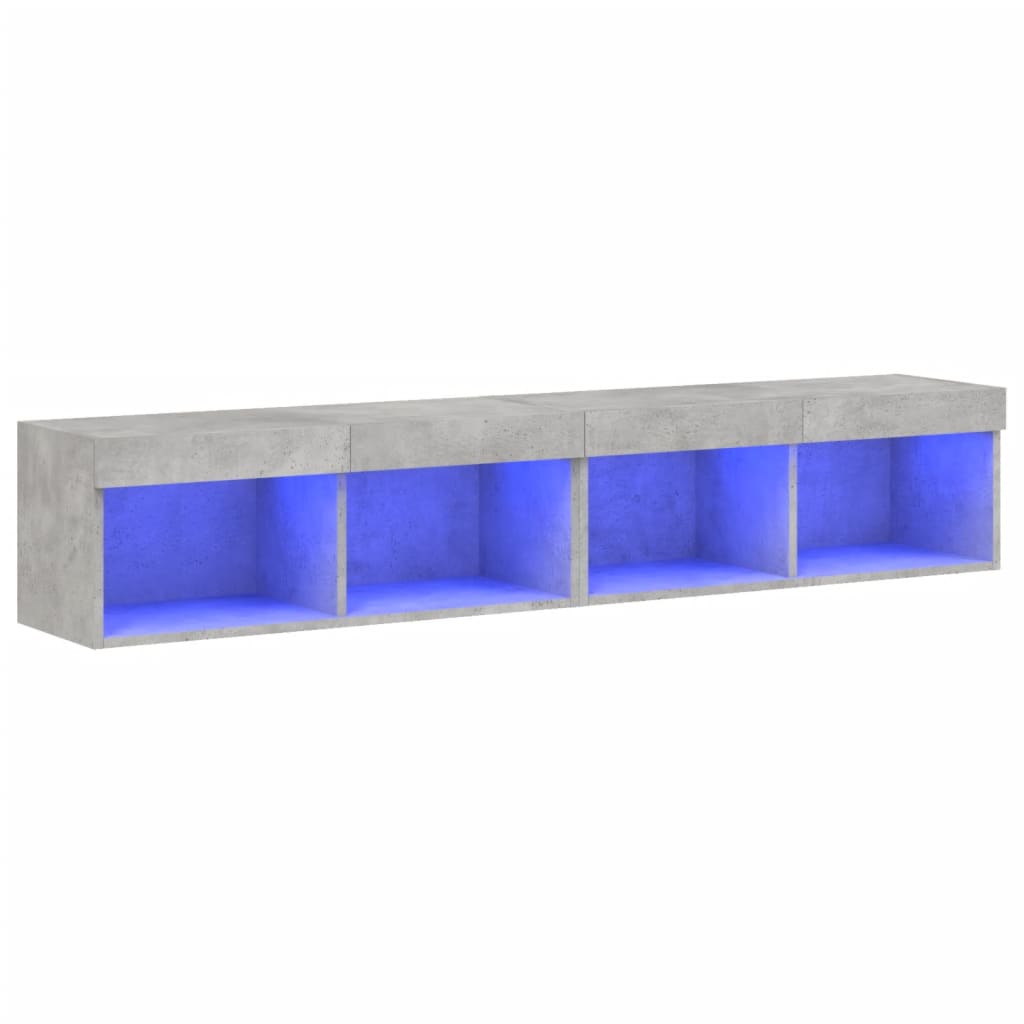 Meubles TV avec lumières LED 2 pcs gris béton 80x30x30 cm - XIOS