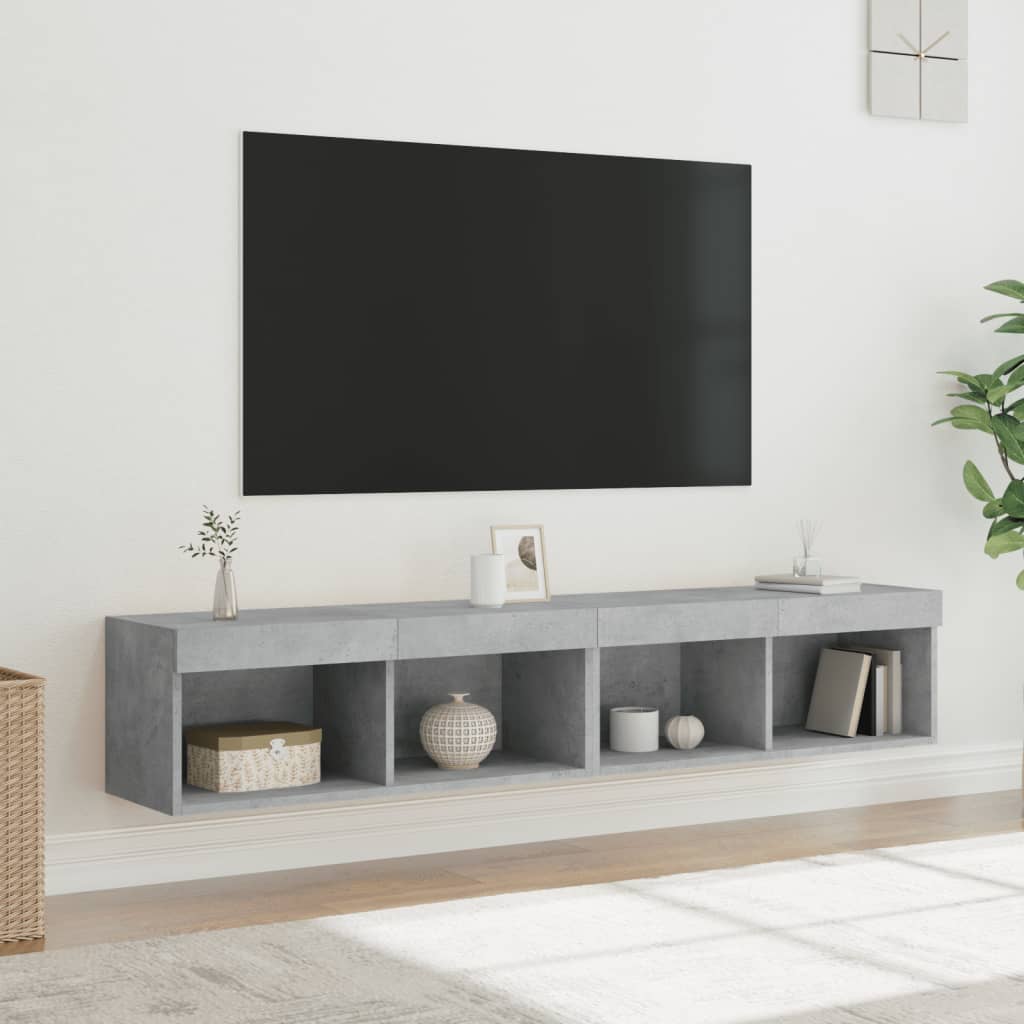 Meubles TV avec lumières LED 2 pcs gris béton 80x30x30 cm - XIOS