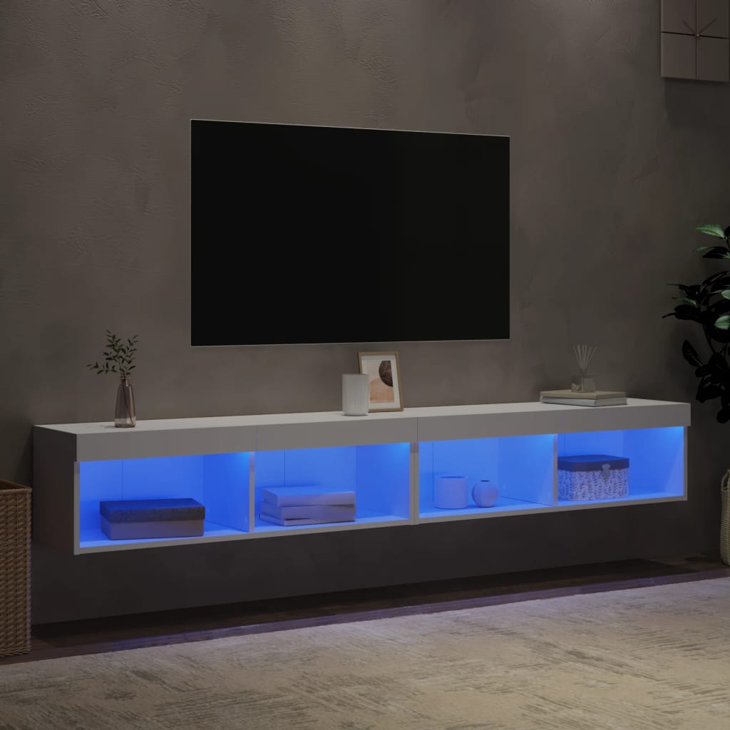 Meubles TV avec lumières LED 2 pcs blanc 100x30x30 cm - XIOS