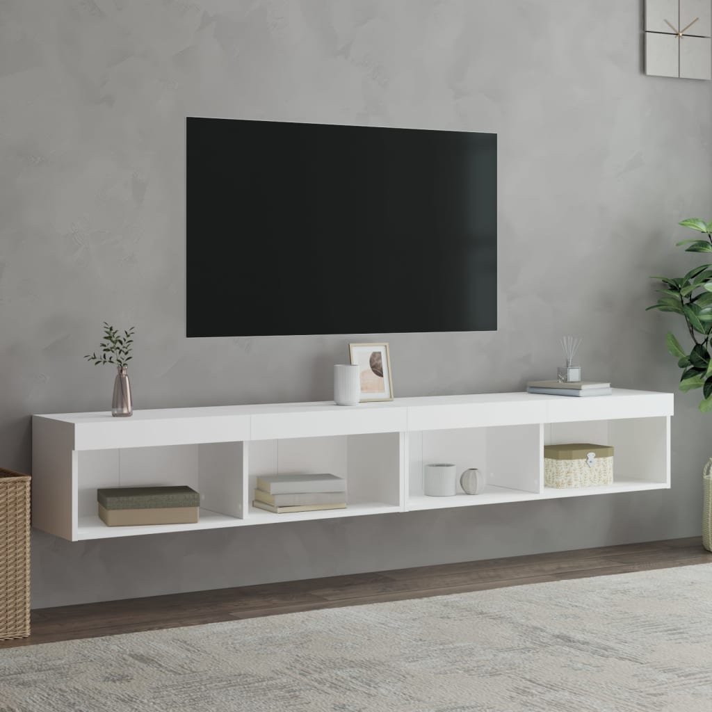 Meubles TV avec lumières LED 2 pcs blanc 100x30x30 cm - XIOS