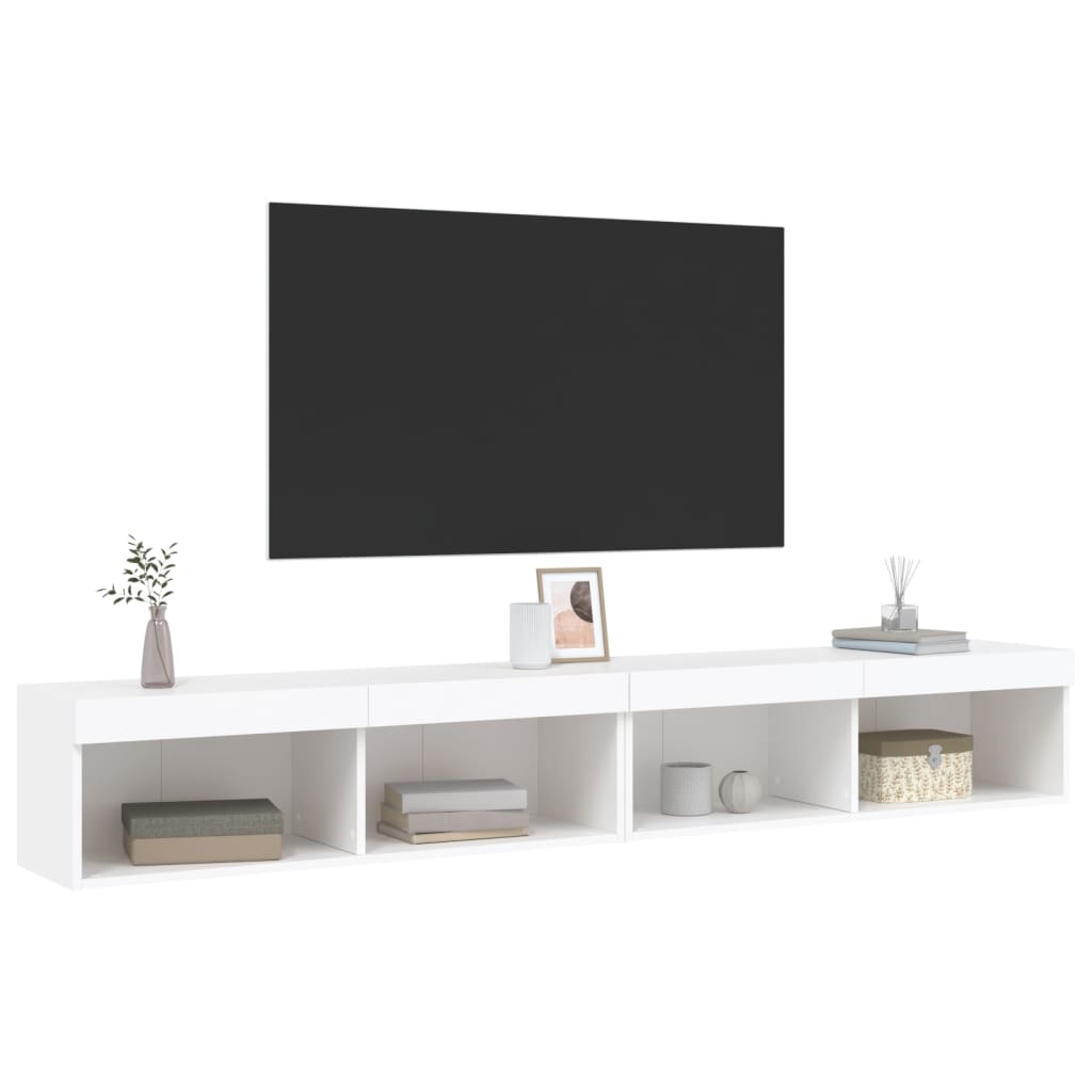 Meubles TV avec lumières LED 2 pcs blanc 100x30x30 cm - XIOS
