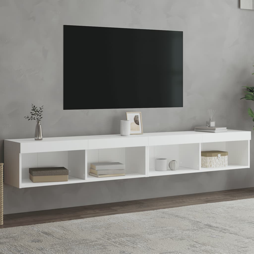 Meubles TV avec lumières LED 2 pcs blanc 100x30x30 cm - XIOS