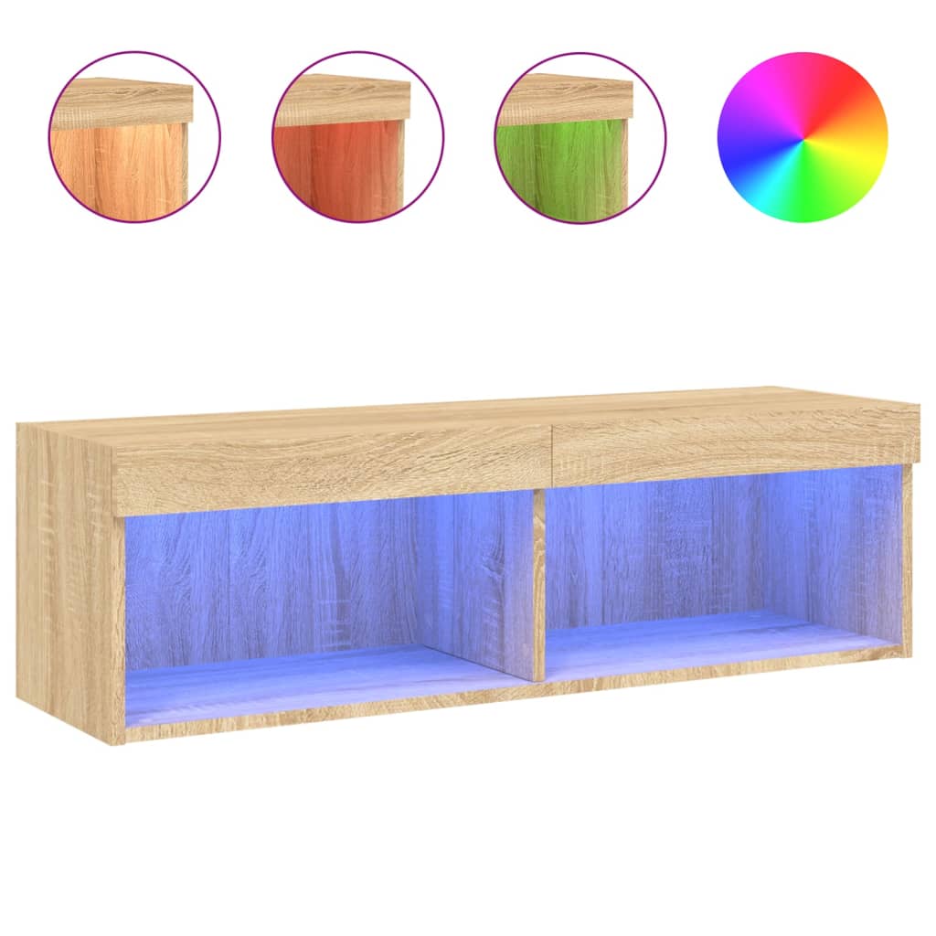 Meuble TV avec lumières LED chêne sonoma 100x30x30 cm - XIOS