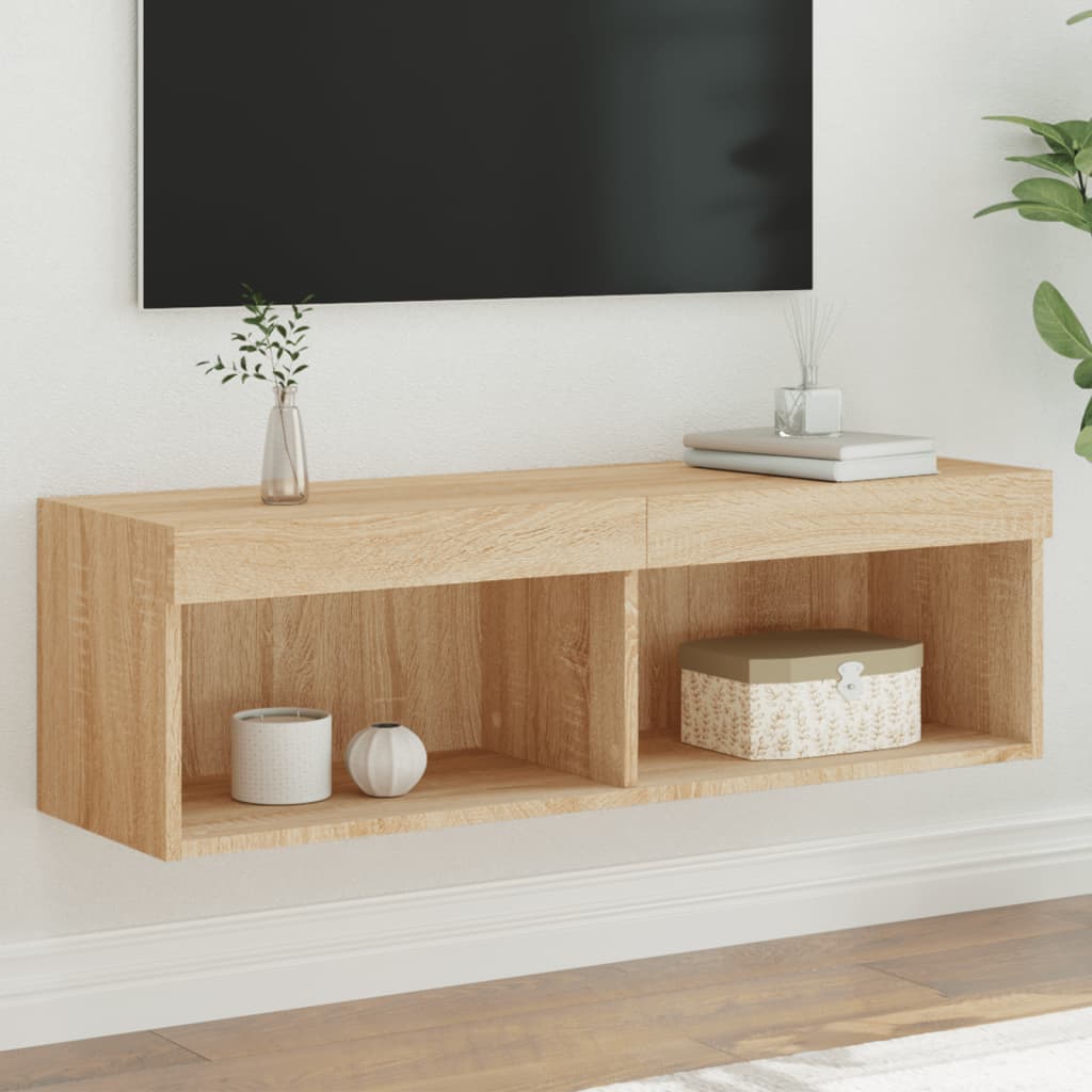 Meuble TV avec lumières LED chêne sonoma 100x30x30 cm - XIOS