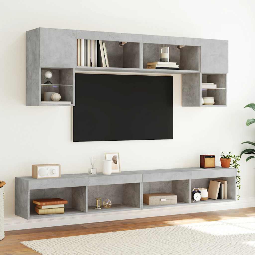 Meuble TV avec lumières LED gris béton 100x30x30 cm - XIOS