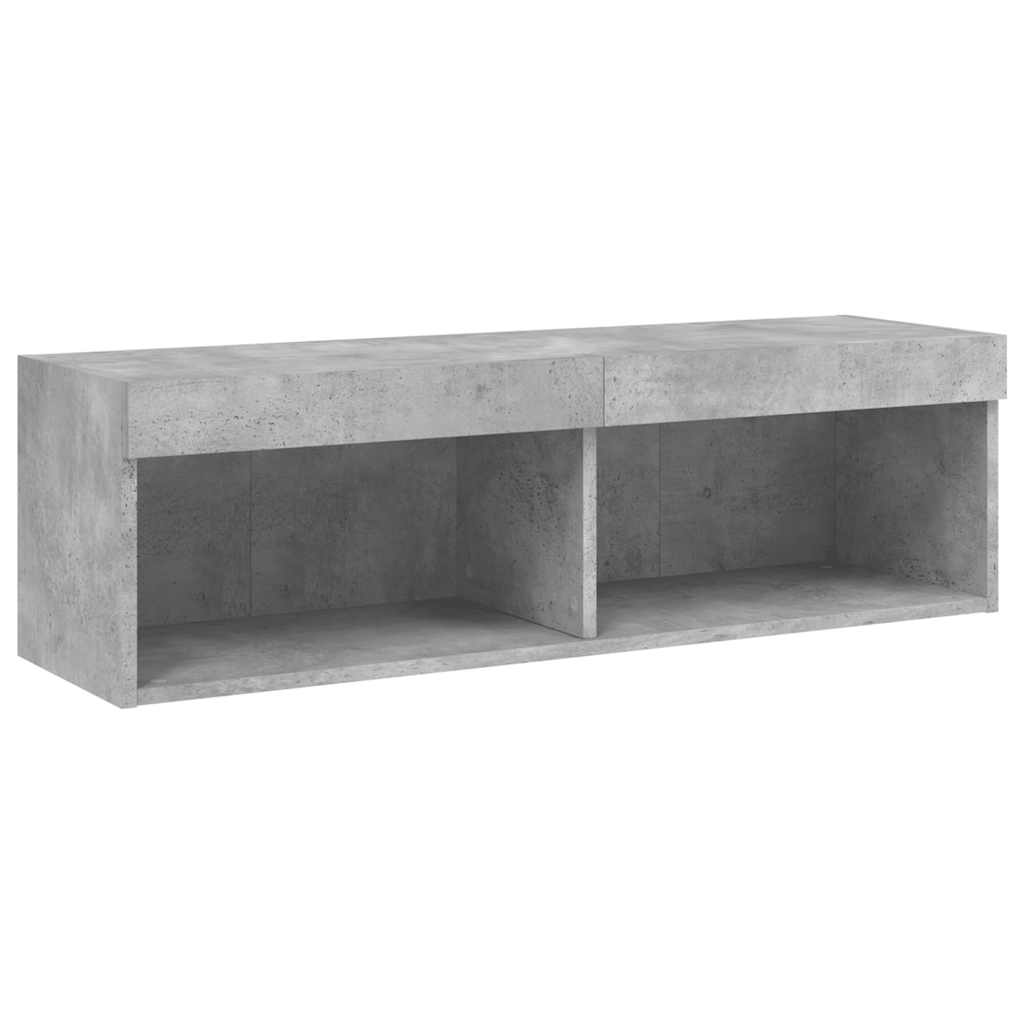 Meuble TV avec lumières LED gris béton 100x30x30 cm - XIOS