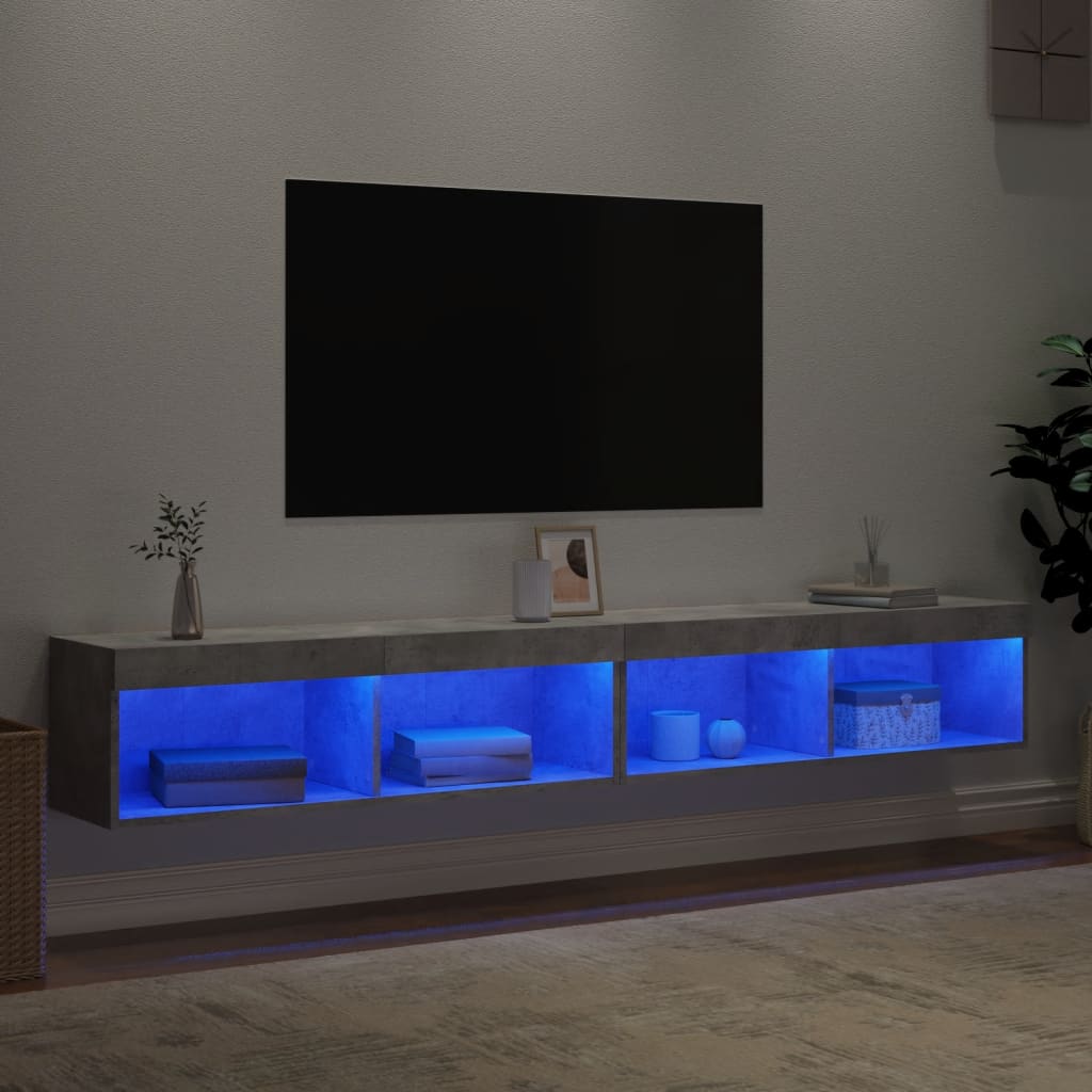 Meubles TV avec lumières LED 2 pcs gris béton 100x30x30 cm - XIOS