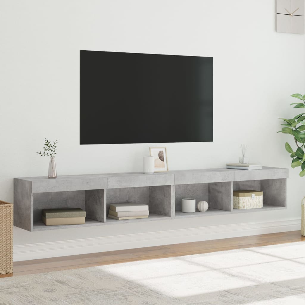 Meubles TV avec lumières LED 2 pcs gris béton 100x30x30 cm - XIOS