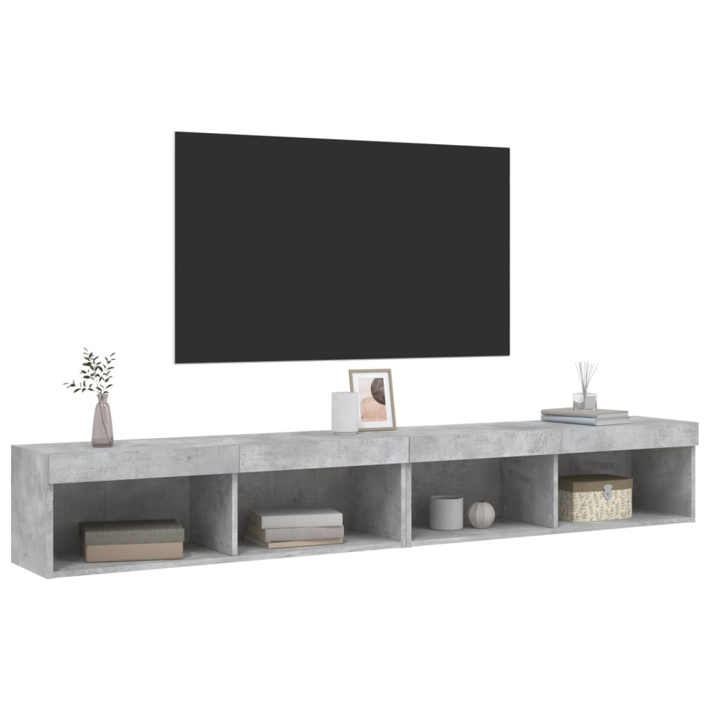 Meubles TV avec lumières LED 2 pcs gris béton 100x30x30 cm - XIOS